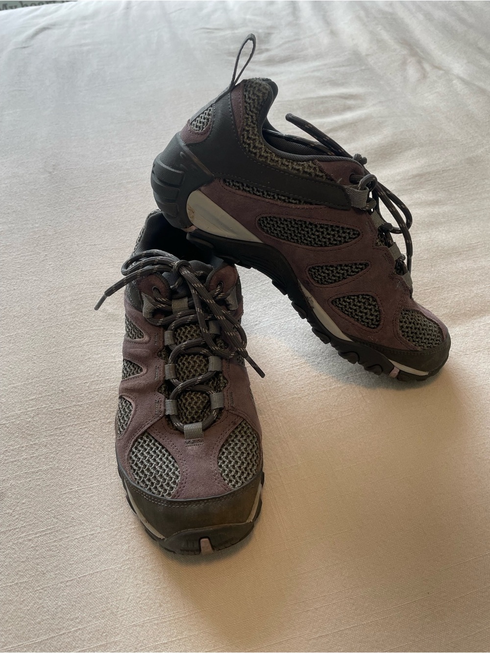 Women’s Trail Sneakers in Plum and Gray - Lightweight Breathable Design